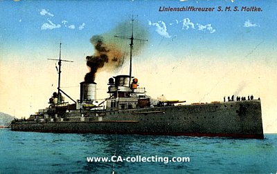 FARB-POSTKARTE 'Linienschiffkreuzer S.M.S. Moltke'....