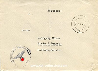 FELDPOST-BRIEFUMSCHLAG vom 21. Juni 194(?) mit Absender-...