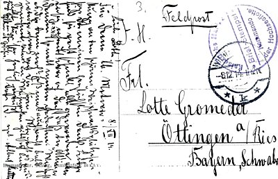 KOMMANDO DER HOCHSEEFLOTTE WILHELMSHAVEN. Postkarte...