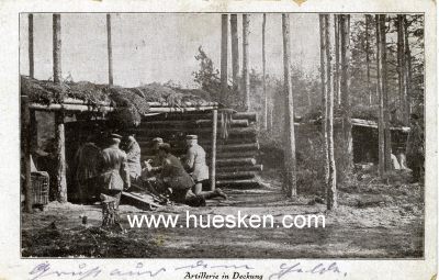 PHOTO-POSTKARTE 'Artillerie in Deckung' (Unterstand im...