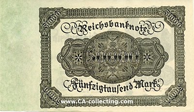 Foto 2 : REICHSBANKNOTE FÜNFZIGTAUSEND (50.000) MARK 19....