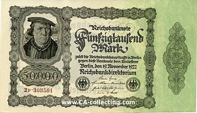 REICHSBANKNOTE FÜNFZIGTAUSEND (50.000) MARK 19....