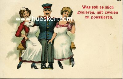 HUMOR-POSTKARTE 'Was soll es mich genieren, mit zweien zu...