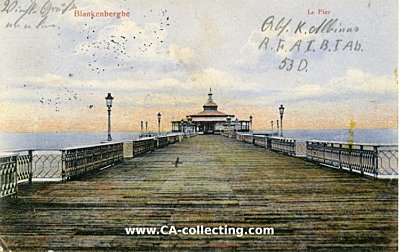 FARB-POSTKARTE BLANKENBERGHE 'Le Pier'. 1916 gelaufen mit...