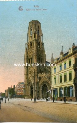 FARB-POSTKARTE LILLE 'Eglise du Sacré Coeur'. Lux...