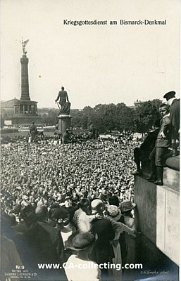 PHOTO-POSTKARTE 'Kriegsgottesdienst am Bismarck-Denkmal'...