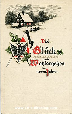 PRÄGEDRUCK-NEUJAHRS-POSTKARTE 'Viel Glück und...