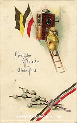 PRÄGEDRUCK-OSTERGRUSS-POSTKARTE 'Herzliche...