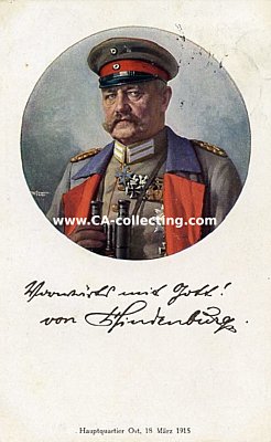 FARB-POSTKARTE 'Vorwärts mit Gott! - von Hindenburg,...