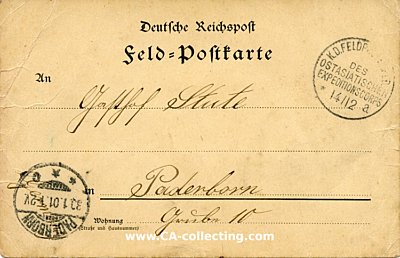 FELDPOSTKARTE 1901 aus Tientsin gelaufen mit Stempel des...