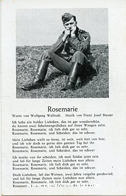 WEHRMACHT-LIEDER-POSTKARTE 'Rosemarie'. G/0592 Verlag...