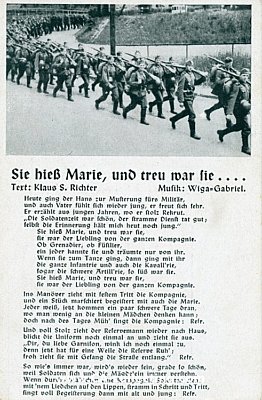 WEHRMACHT-LIEDER-POSTKARTE 'Sie hieß Marie, und...