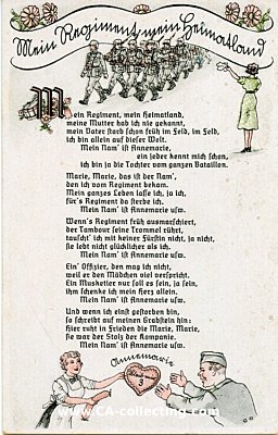 WEHRMACHT-LIEDER-POSTKARTE 'Mein Regiment, mein...