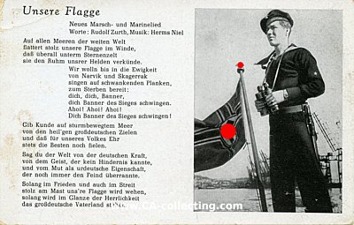 KRIEGSMARINE-LIEDER-POSTKARTE 'Unsere Flagge'. M/0379...