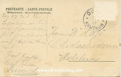 Photo 2 : FARB-POSTKARTE 'Kamerun - Factorei Longjy'. 1907...