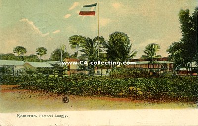 FARB-POSTKARTE 'Kamerun - Factorei Longjy'. 1907...