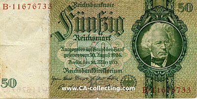 REICHSBANKNOTE FÜNFZIG (50) REICHSMARK 20. März...