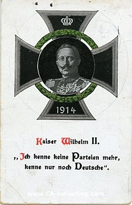 PRÄGEDRUCK-POSTKARTE 'Kaiser Wilhelm II. - Ich kenne...