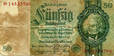 REICHSBANKNOTE FÜNFZIG (50) MARK 30. März 1933....