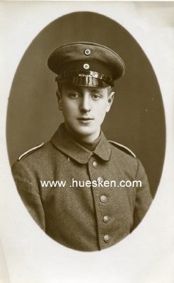 PHOTO 14x9cm: Feldgrauer Soldat mit Schirmmütze,...