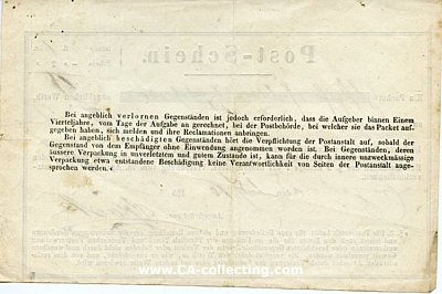 Foto 2 : HESSEN - POST-SCHEIN 18. Oktober 1852 für ein Paket...