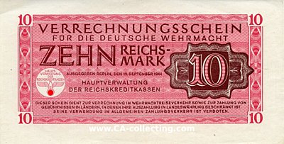 VERRECHNUNGSSCHEIN ZEHN (10) REICHSMARK FÜR DIE...