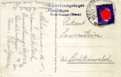 ANKUNFTS-POSTKARTE 1941 aus dem Umsiedlungslager...