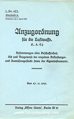 ANZUGORDNUNG FÜR DIE LUFTWAFFE (L.A.O.) L.Dv. 422...