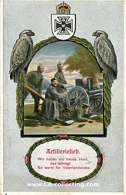 LIEDER-POSTKARTE 'Artillerielied'. R&KL Serie 2939/4 A....