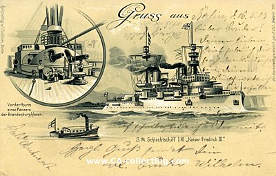 POSTKARTE 'S.M. Schlachtschiff I. Klasse Kaiser Friedrich...