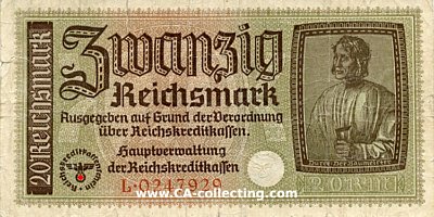 REICHSKREDITKASSENSCHEIN ZWANZIG (20( MARK 1940