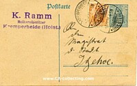 GERMAN EMPIRE - POSTAL STATIONERY POSTCARD - 30 PFENNIG GERMANIA + ADDITIVE