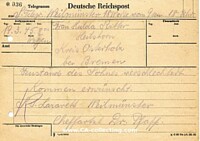 DEUTSCHE REICHSPOST TELEGRAMMFORMULAR